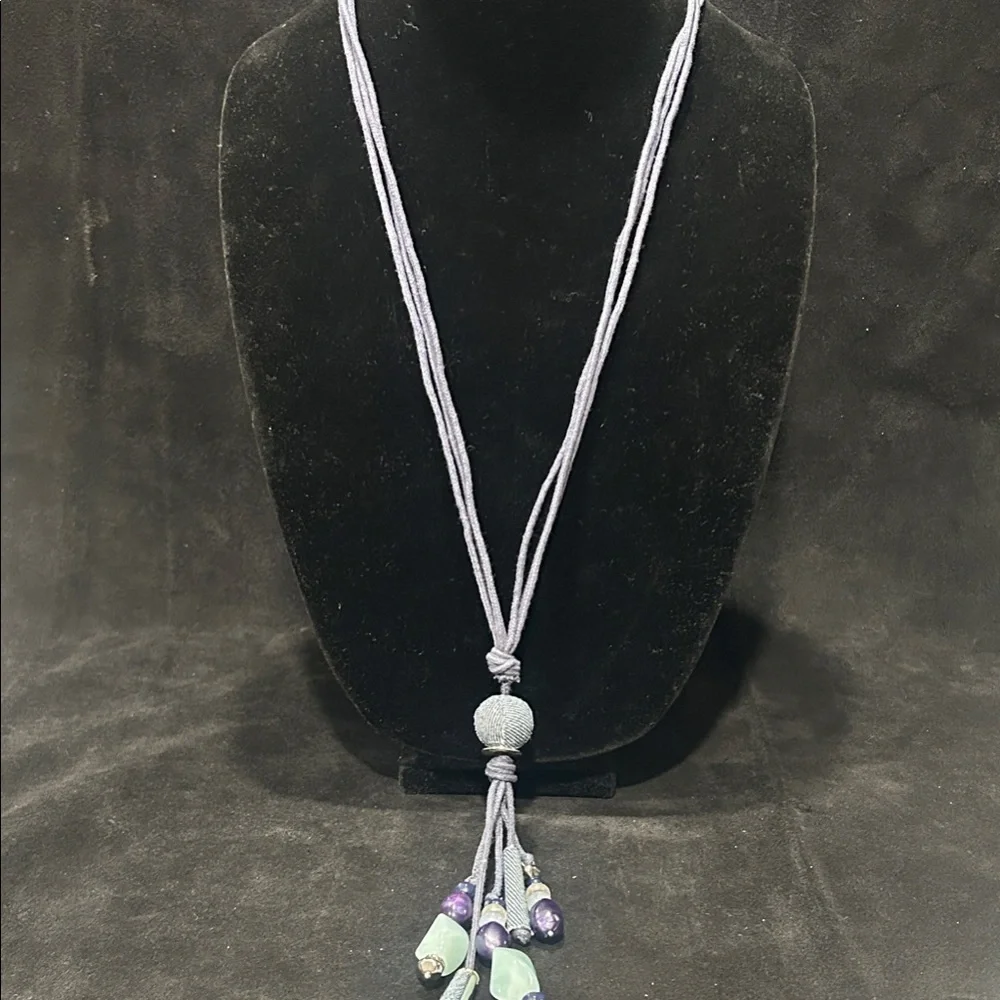 Christopher & Banks Blue and Silver Beaded Necklace - Picture 7 of 15